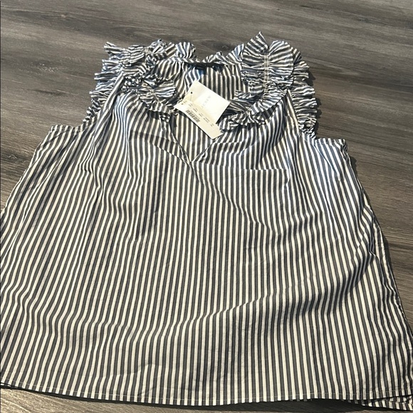 J. Crew Tops - Striped Ruffle Sleeveless Top